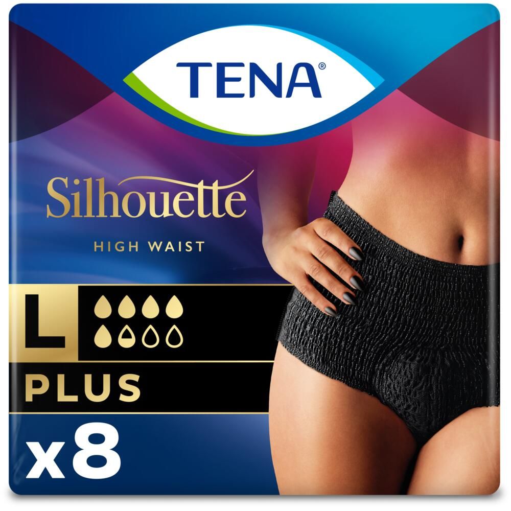 TENA Silhouette Pants - Plus - High Waist - Black - Large - Pack of 8