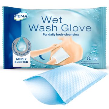TENA Wet Wash Glove 8 pack