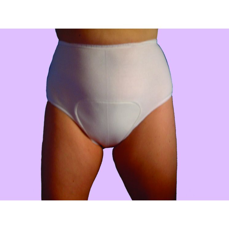 Ladies Cotton and Lace Detail Incontinence Knickers with Built in